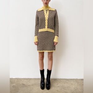 Zara Black and Cream Geometric Mini Dress